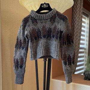 Prada Gray Patterned Cowl Neck Sweater